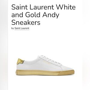 Saint Laurent Andy Low-Top Perforated Leather Sneakers White Gold Size 39.5